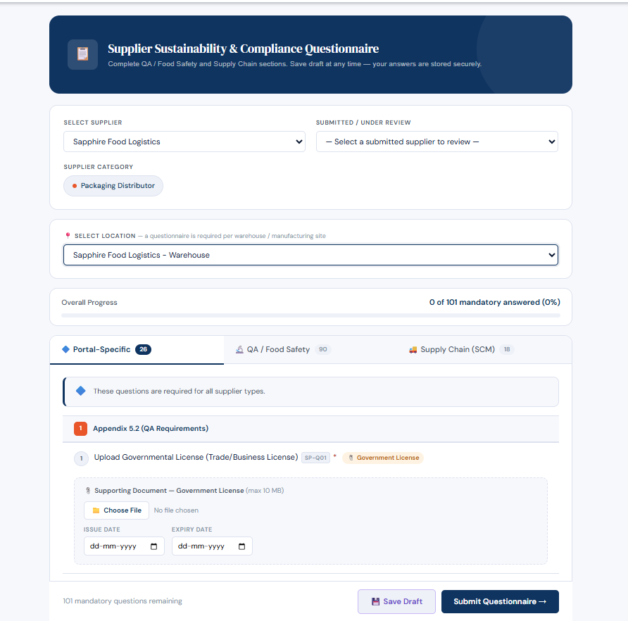 Supplier Questionnaire